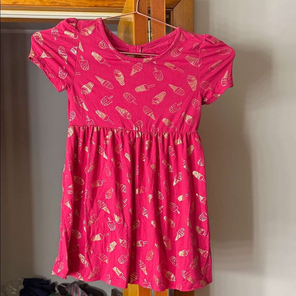 Charming Pink Ice Cream Pattern Dress for Kids